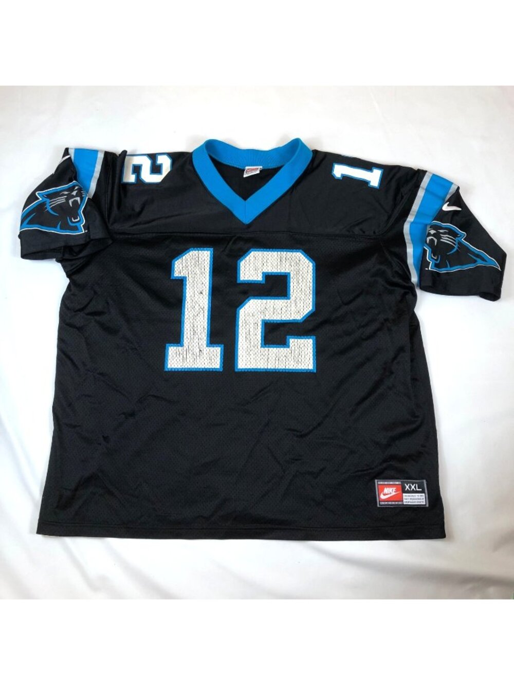 Vintage 90s Nike Carolina Panthers Kerry Collins 12 Black Jersey 2XL USA Made